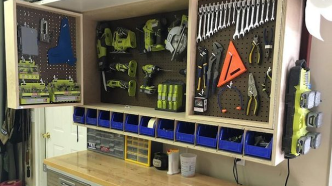Make A Fold-Out, Space-Saving Tool Storage Cabinet For Your Garage Or Workshop