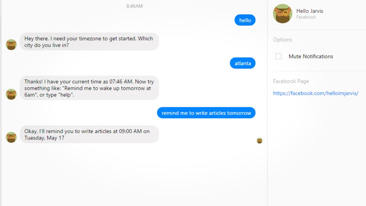 Jarvis Is A Facebook Chat Bot That Can Handle Your Reminders