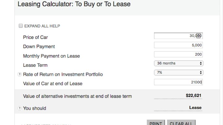Find The Opportunity Cost Of Buying A Car With This Buy Or Lease Calculator