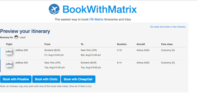 BookWithMatrix Makes It Dead Simple To Buy Plane Tickets With ITA Matrix