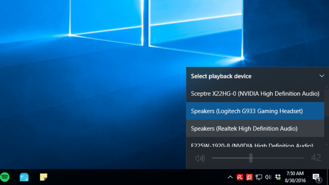 Switch Audio Playback Devices Easier In The Windows 10 Anniversary Update