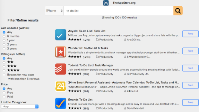 TheAppStore Searches iTunes And The Mac App Store With Age, Price And Rating Filters