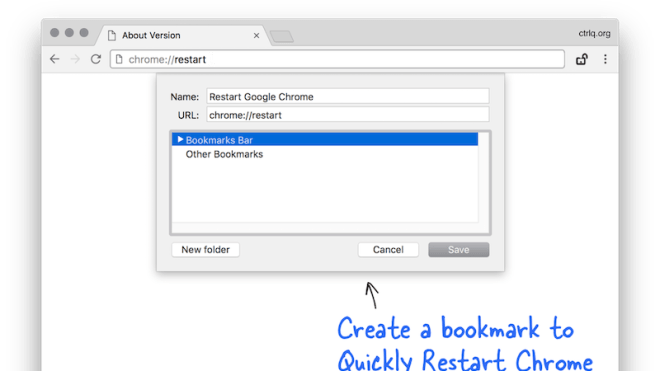 Instantly Restart Chrome With A Bookmark