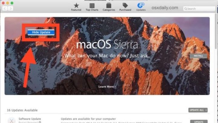 Hide The Giant MacOS Sierra Update Banner In The Mac App Store With A Click