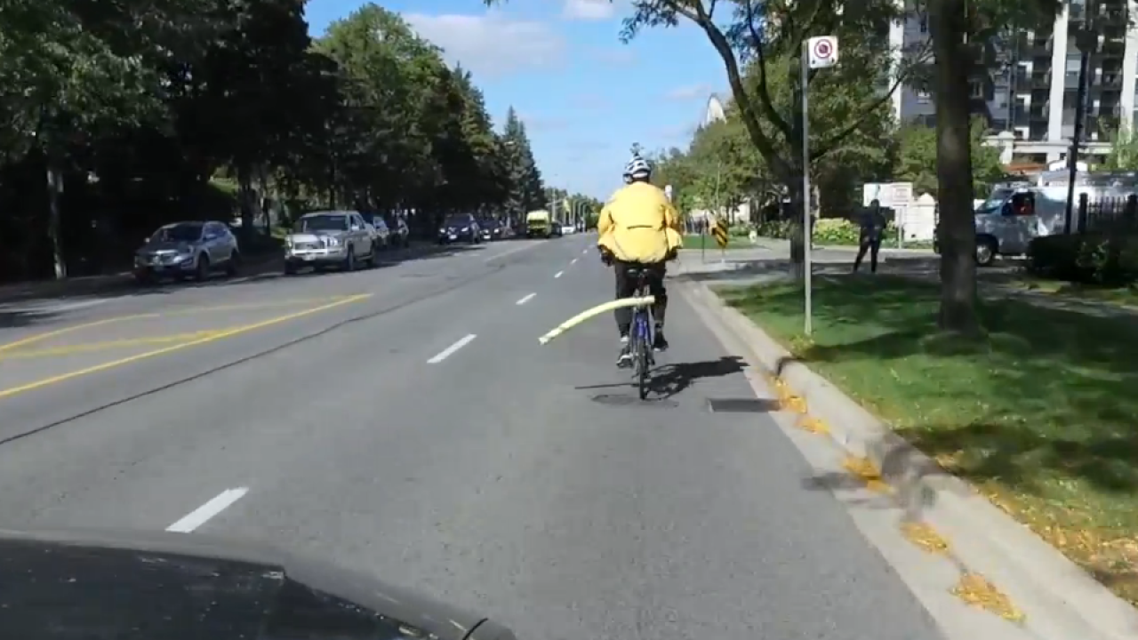 Cyclists: Use A Pool Noodle To Keep A Safe Distance From Cars