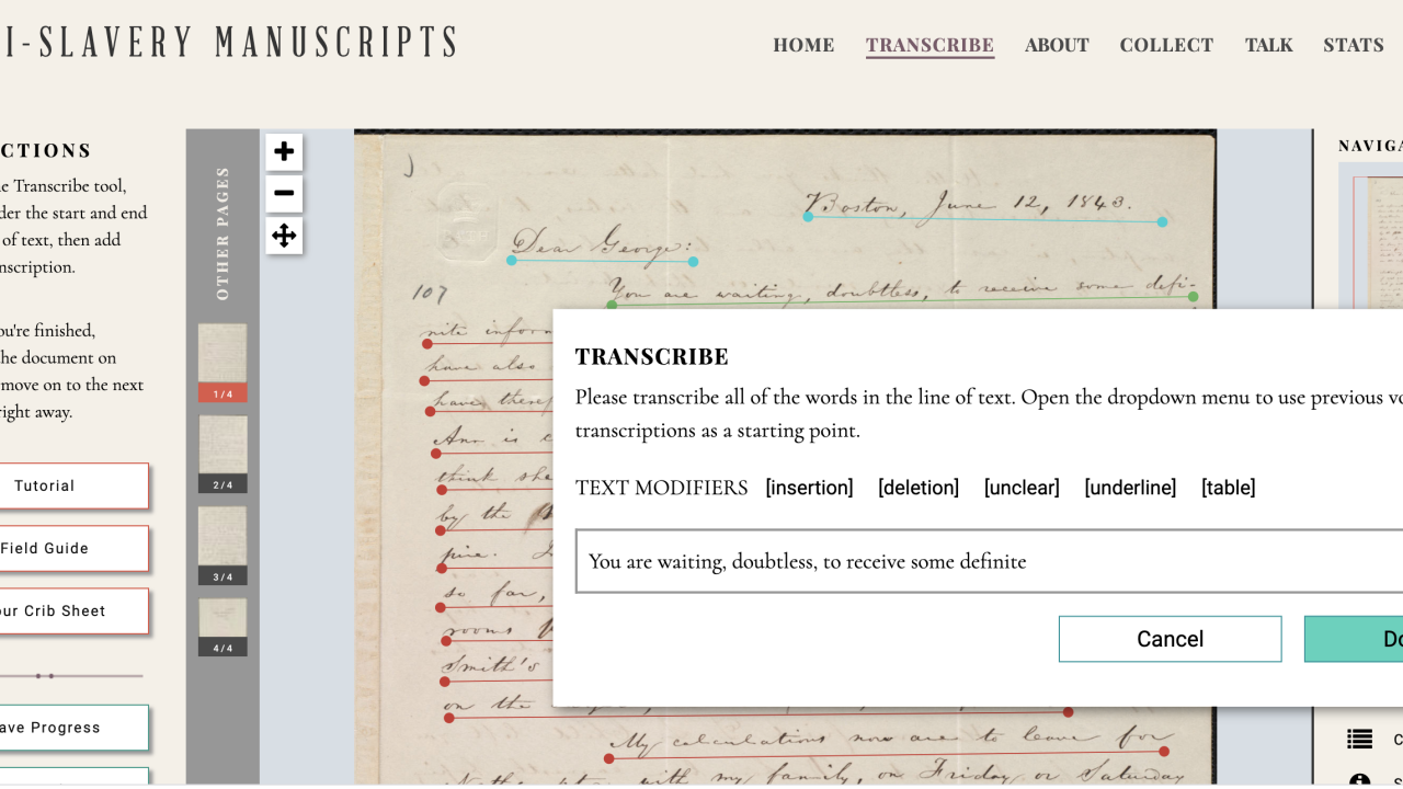 Transcribe Anti-Slavery Letters to Help Historians