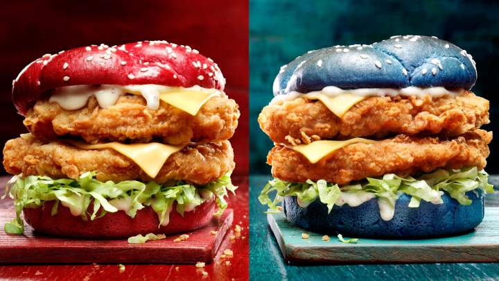 KFC Has Released Red And Blue Buns For The State Of Origin