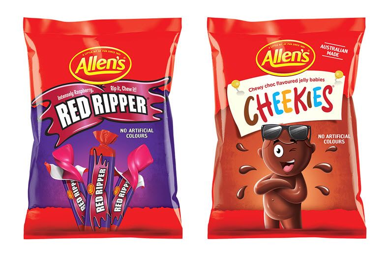 Images of the new Cheekies and Red Ripper lolly packages