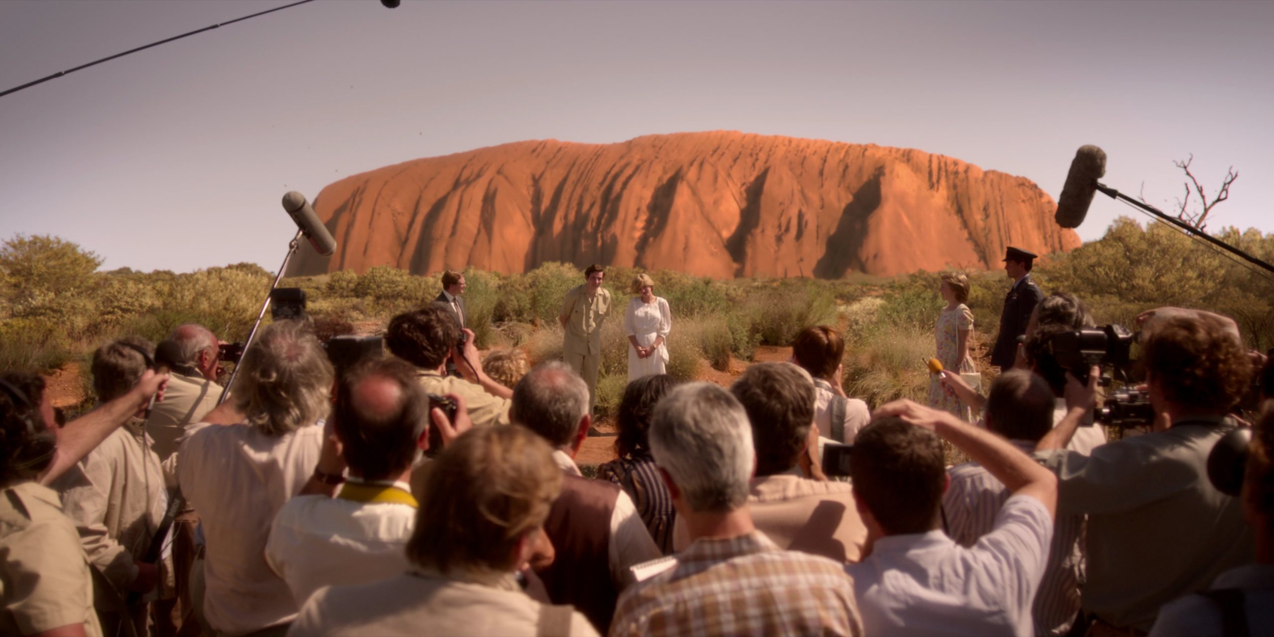 Charles and Diana in front of Uluru in The Crown