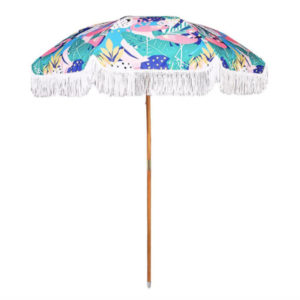 Patterned beach umbrella