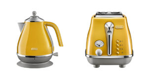 yellow kettle and toaster set