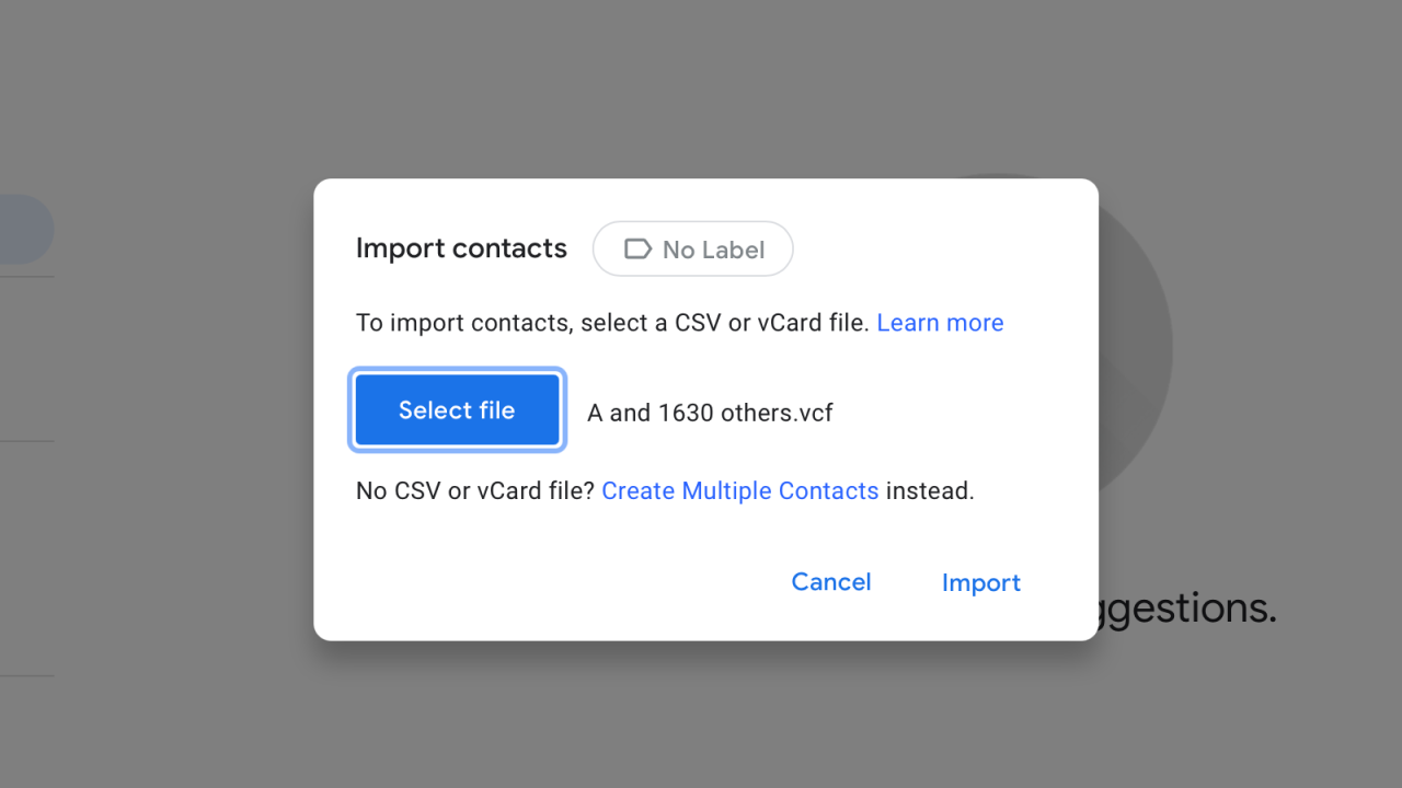 Importing contacts into Google Contacts. (Screenshot: Pranay Parab)