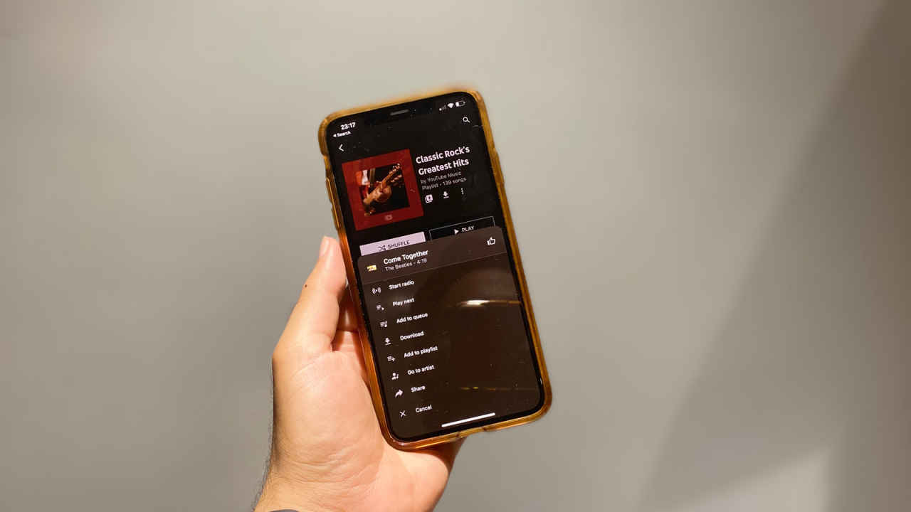 Downloading a song from the YouTube Music app. (Photo: Pranay Parab)