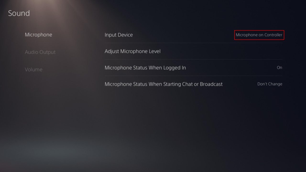 PS5's microphone settings page with the DualSense mic selected. (Screenshot: Pranay Parab)