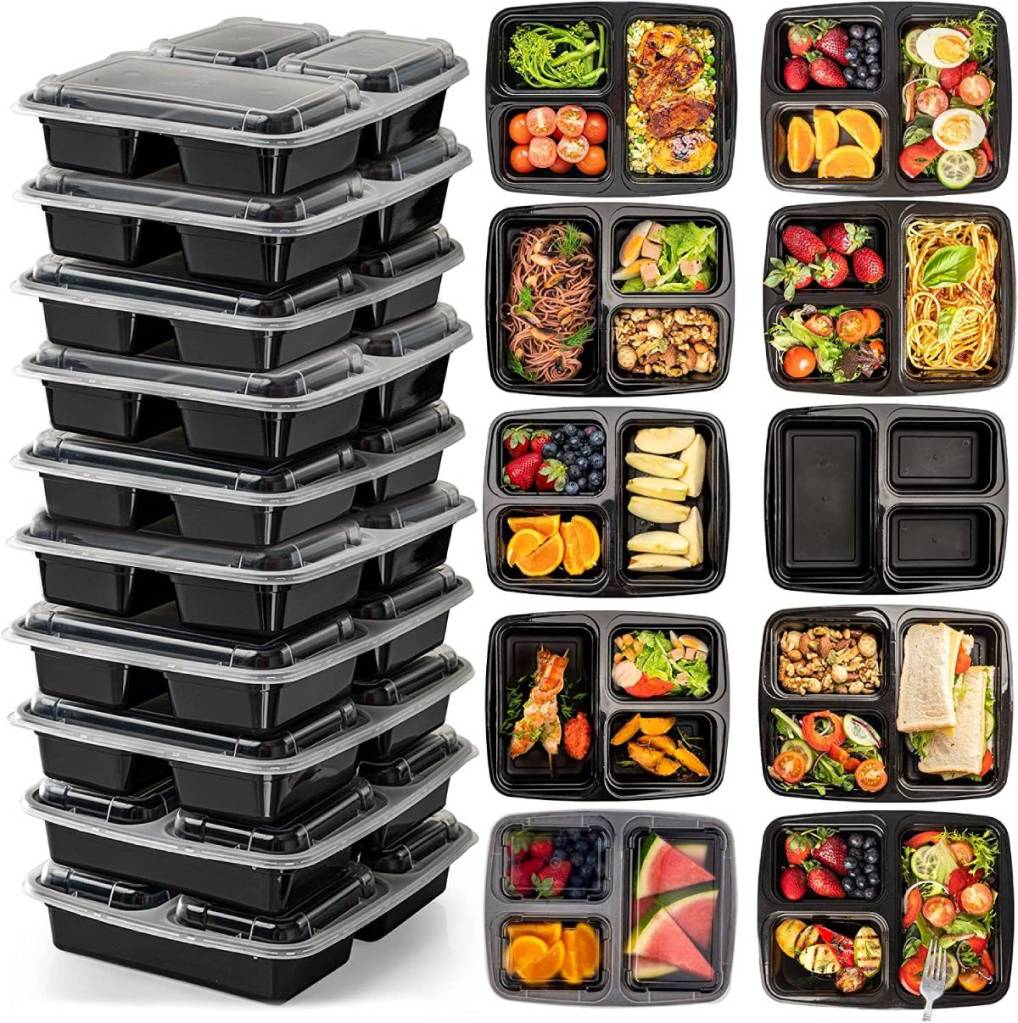 Igluu Meal Prep Containers [10 Pack] 1 Compartment with Airtight Lids - Plastic Food Storage Bento Box - BPA Free - Reusable Lun
