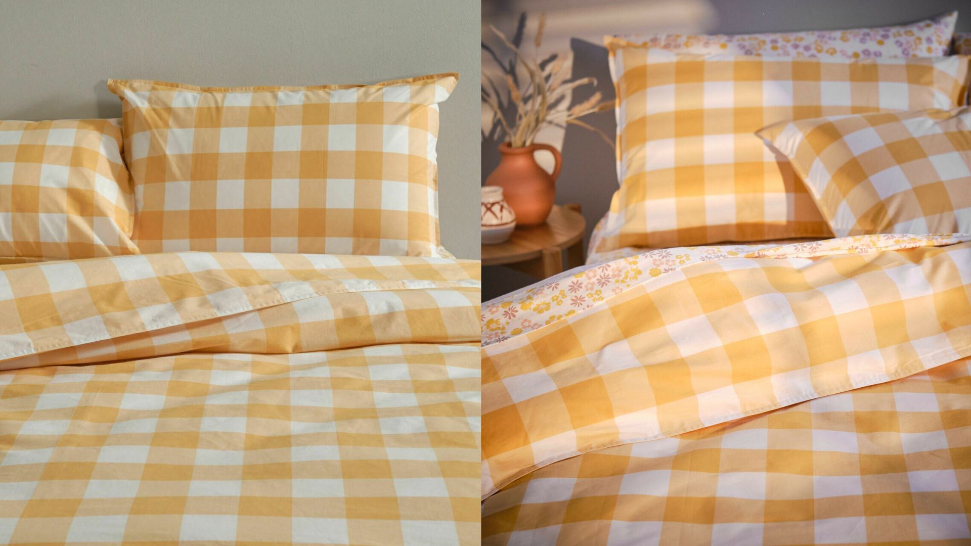 canningvale mustard gingham quilt