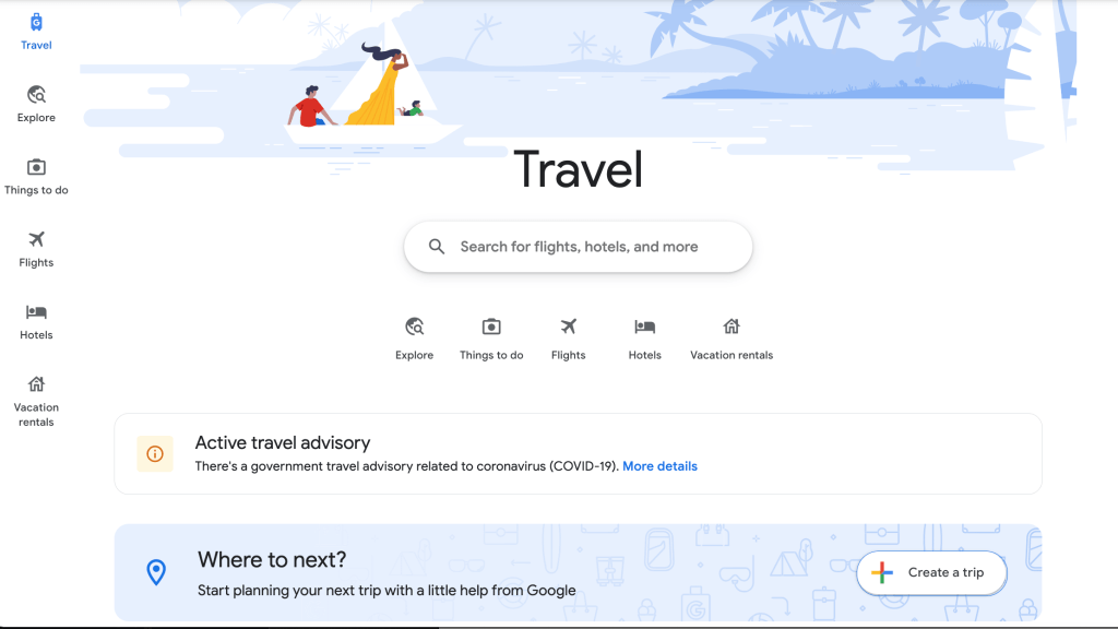 Google Travel tips Screenshot