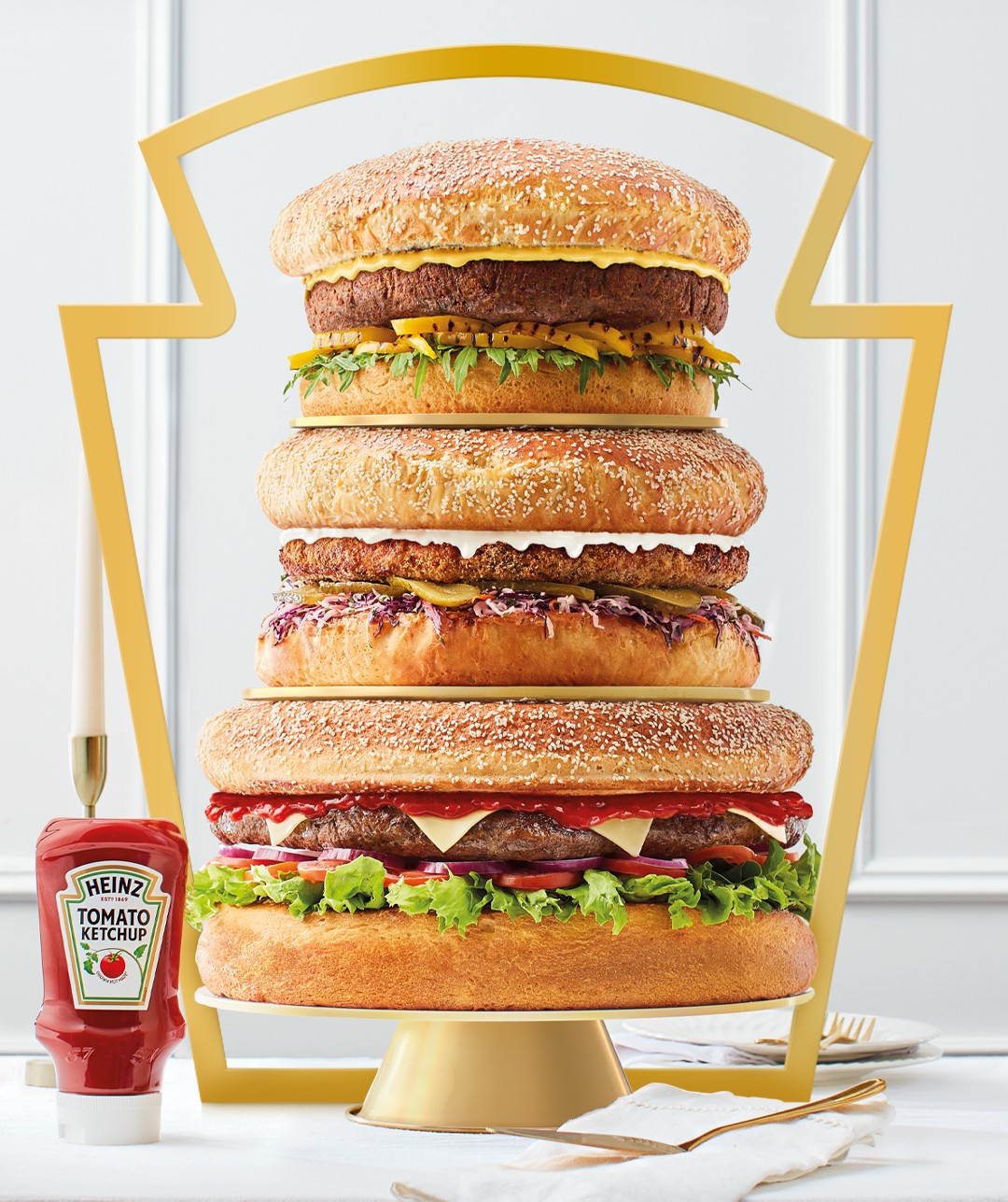 Heinz three tiered burger wedding cake