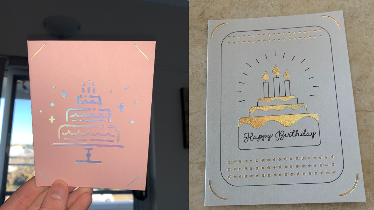 Cutaway birthday card with a cake